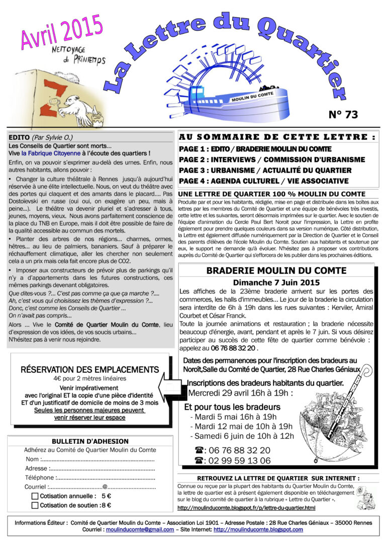 Lire la suite à propos de l’article Lettre de quartier n°73