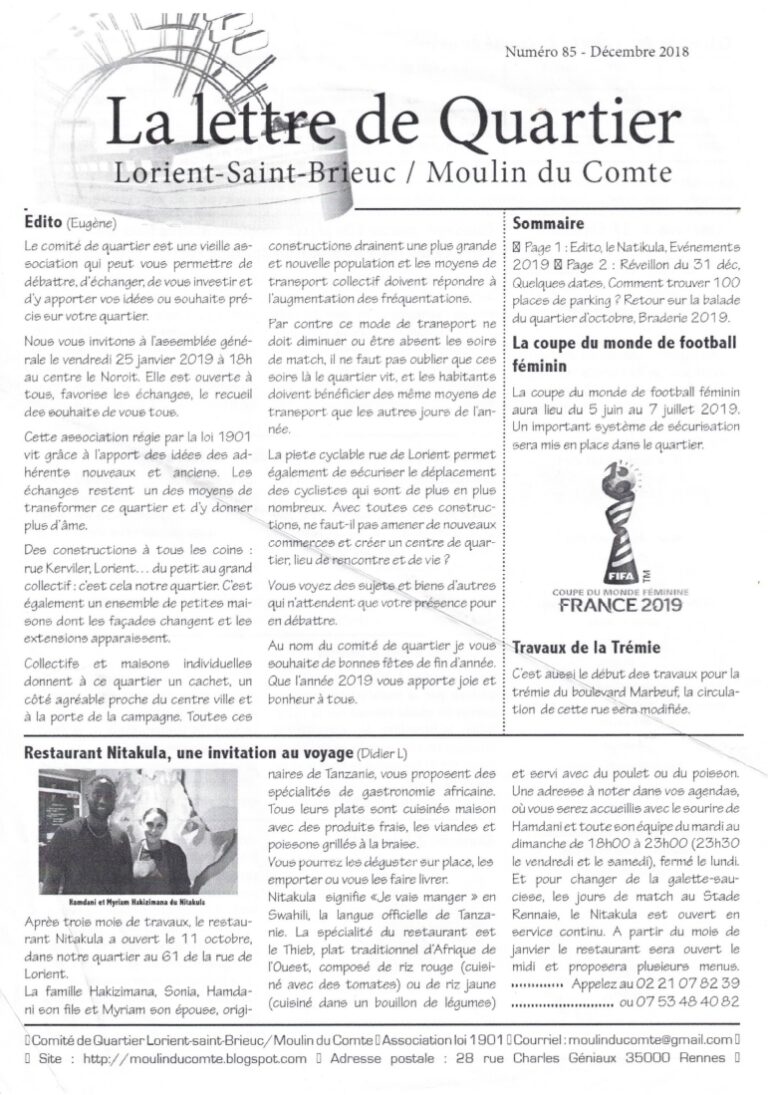 Lire la suite à propos de l’article Lettre de quartier n°85