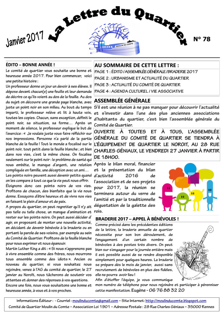 Lire la suite à propos de l’article Lettre de quartier n°78