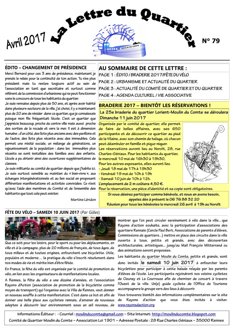 Lire la suite à propos de l’article Lettre de quartier n°79