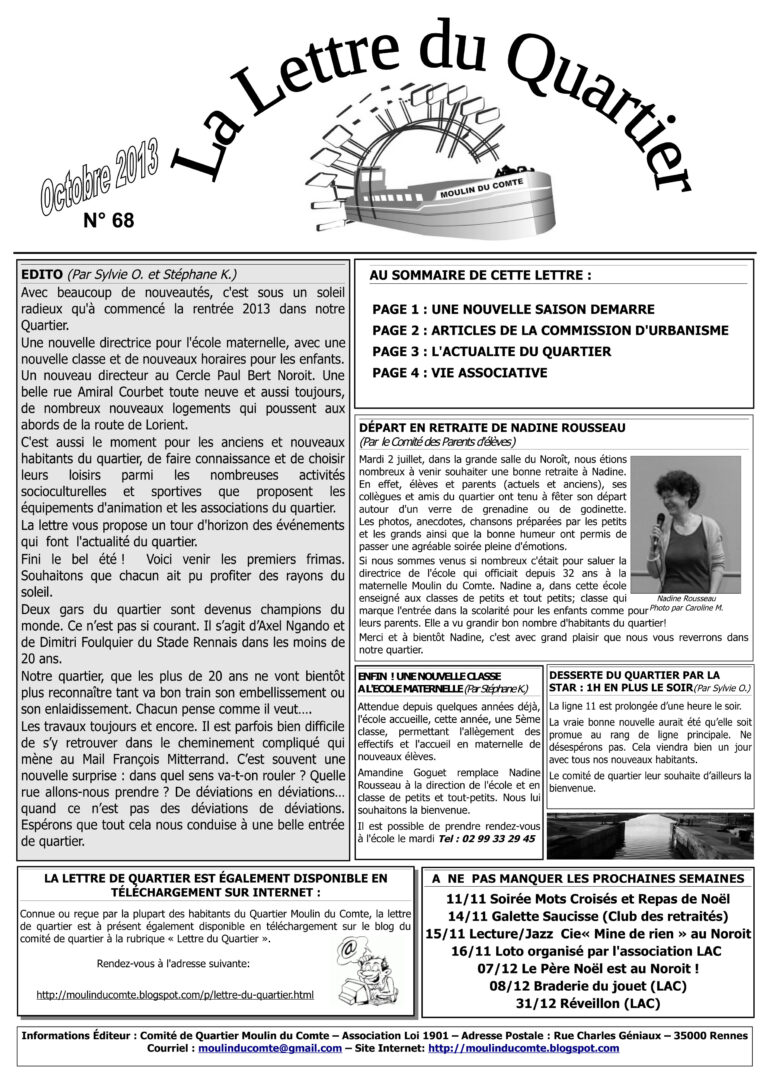 Lire la suite à propos de l’article Lettre de quartier n°68
