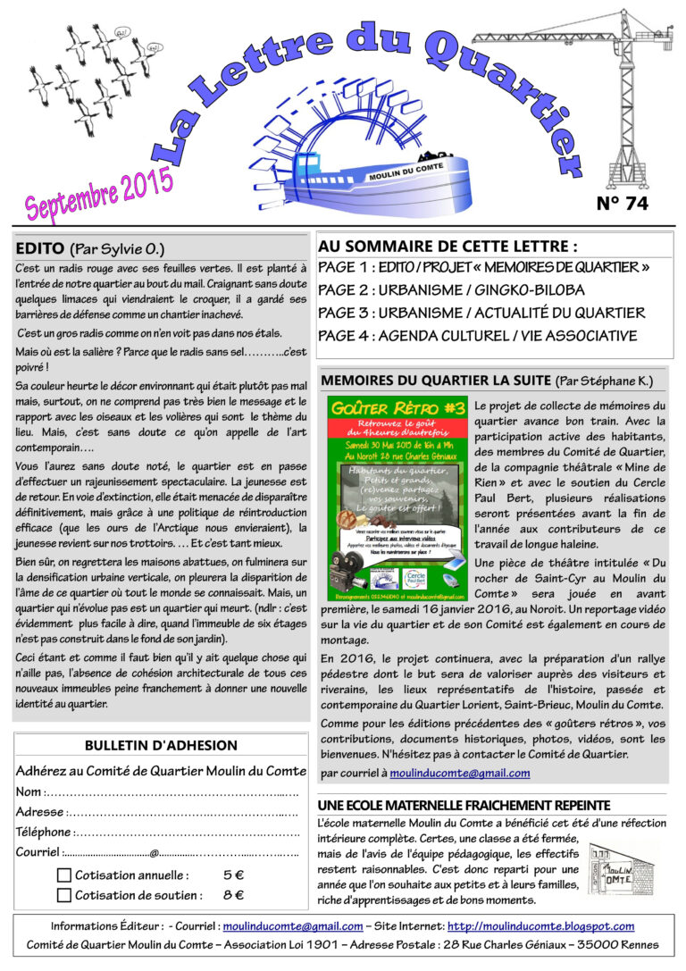 Lire la suite à propos de l’article Lettre de quartier n°74