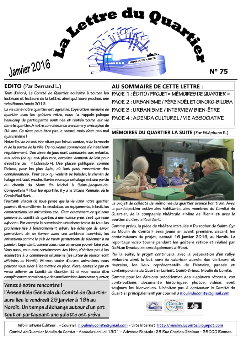 Lire la suite à propos de l’article Lettre de quartier n°75
