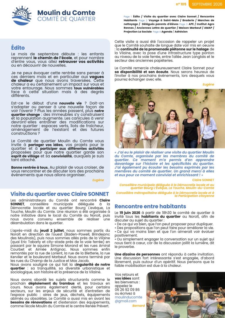 Lire la suite à propos de l’article Lettre de quartier n°105